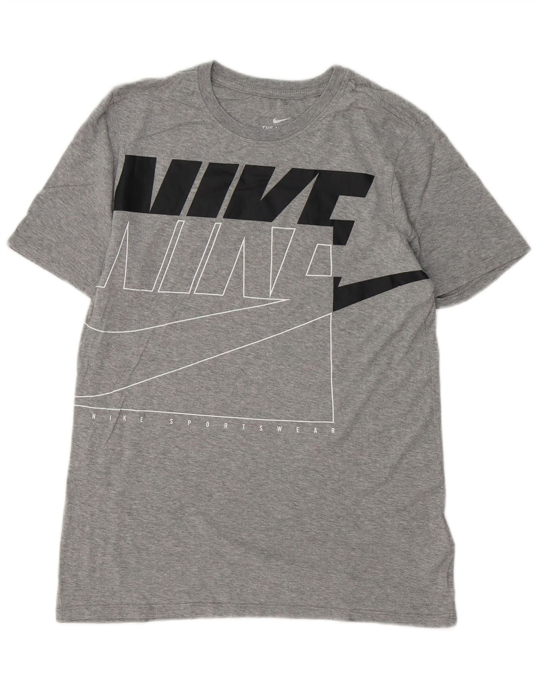 NIKE Herre Athletic Fit Grafisk T-shirt Top Lille grå Bomuld