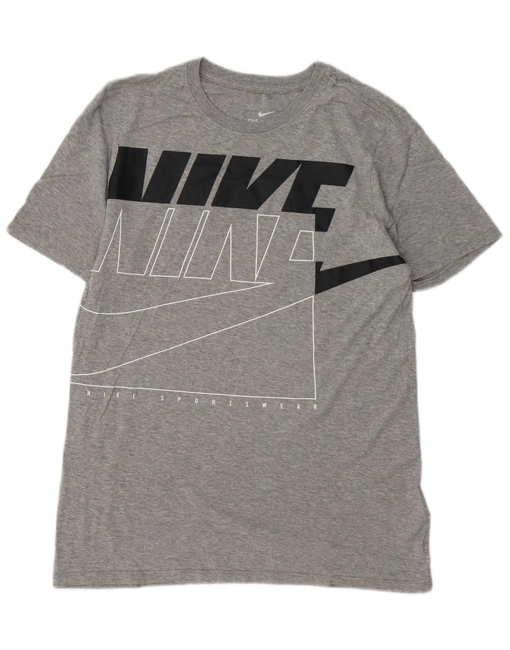 NIKE Herre Athletic Fit Grafisk T-shirt Top Lille grå Bomuld