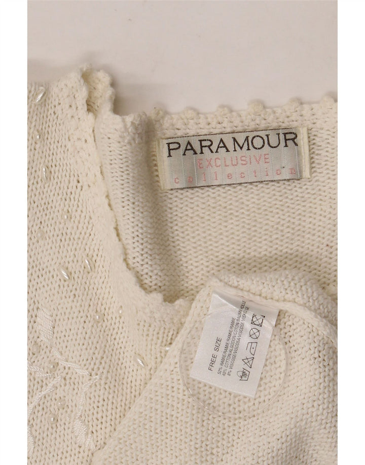 Paramour Dame Cardigan Sweater One Size Hvid Blomster Ramie
