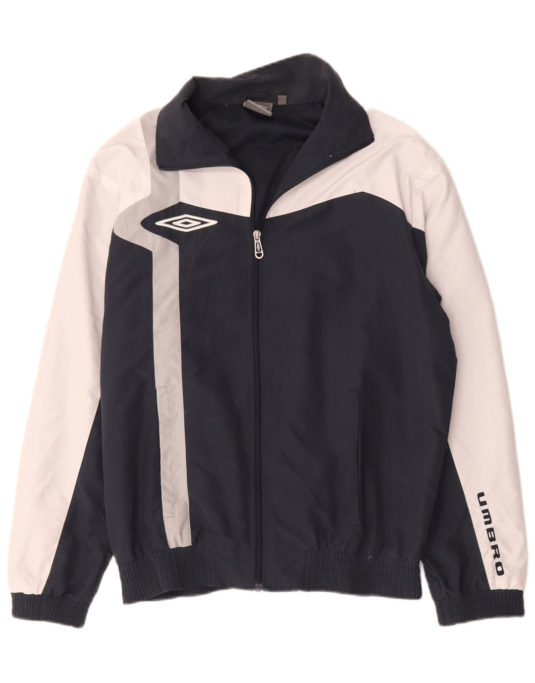 Umbro Mens Tracksuit Top Jacket Large Navy Blue Colourblock Polyester