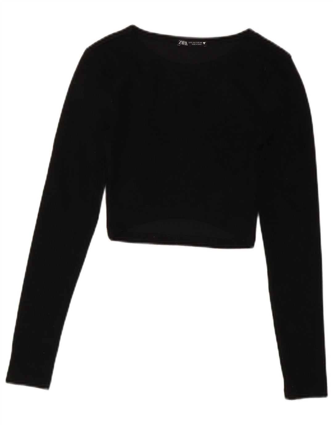Zara Dame Crop Top Langærmet UK 8 Lille Sort