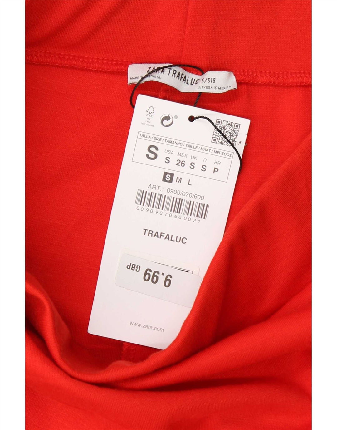 Zara Womens Trafaluc Pencil Skirt Small W26 Red Colourblock Polyester