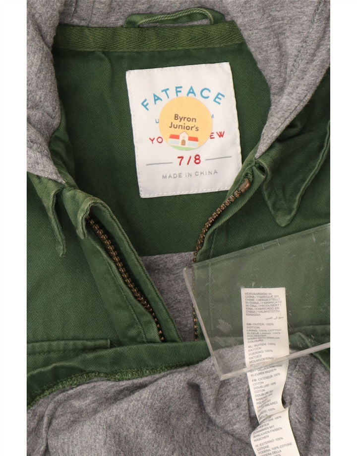 FAT FACE Drenge Lumberjack-denimskjorte med hætte 7-8 år Grøn Colourblock