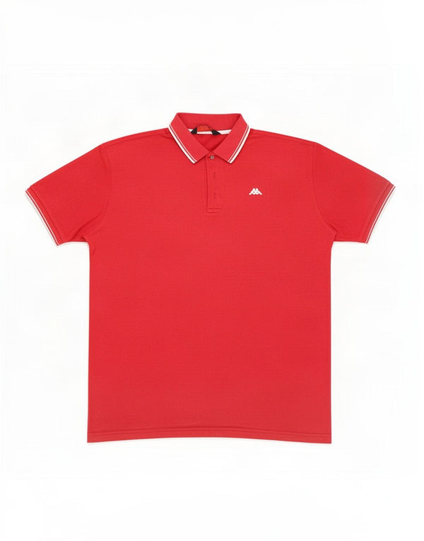 Kappa herre poloshirt 2XL rødstribet bomuld