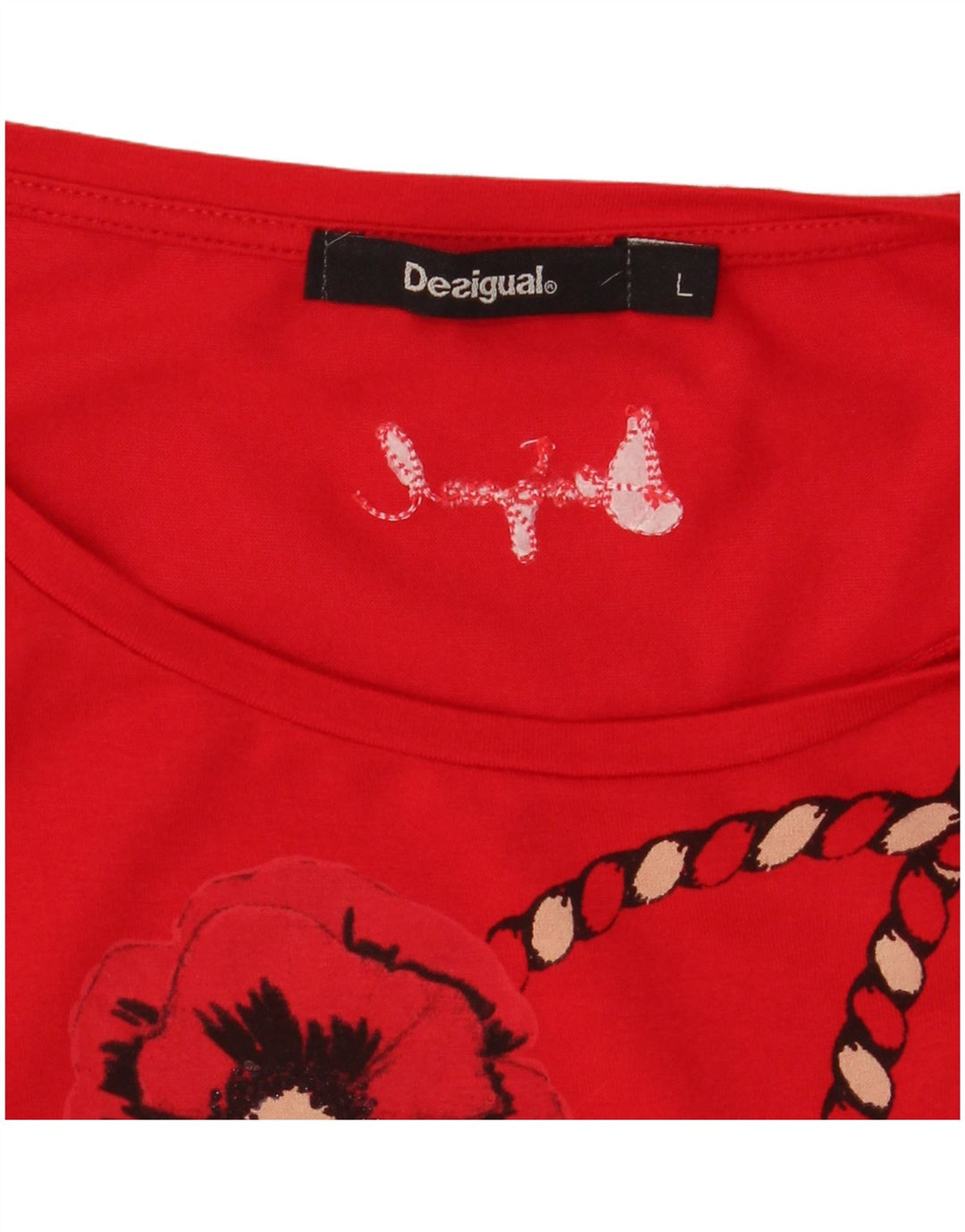 DESIGUAL Dame Asymmetrisk Bluse Top UK 14 Large Red Floral