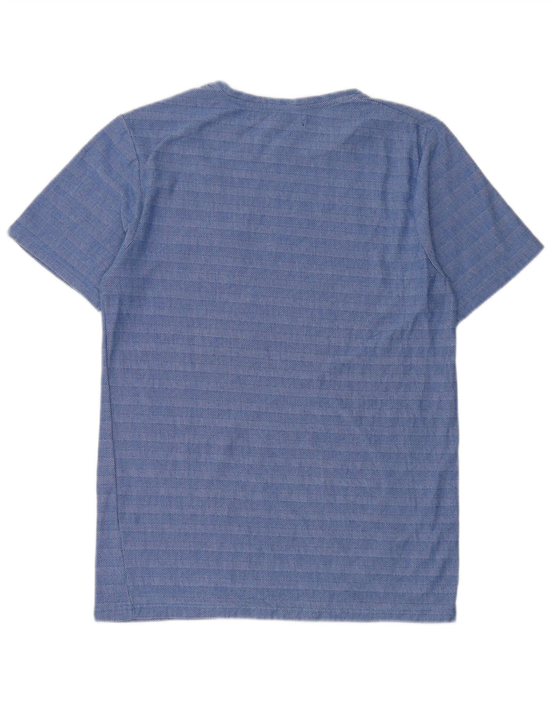 Zara Herre T-Shirt Top XL Blå Stribet Bomuld