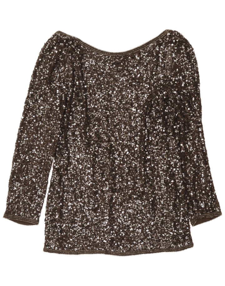 All Saints Dame Langærmet Bluse Top UK 14 Medium Grå