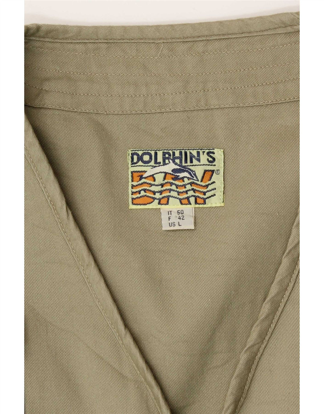 Vintage Herre Utility Gilet IT 50 Large Khaki Cotton