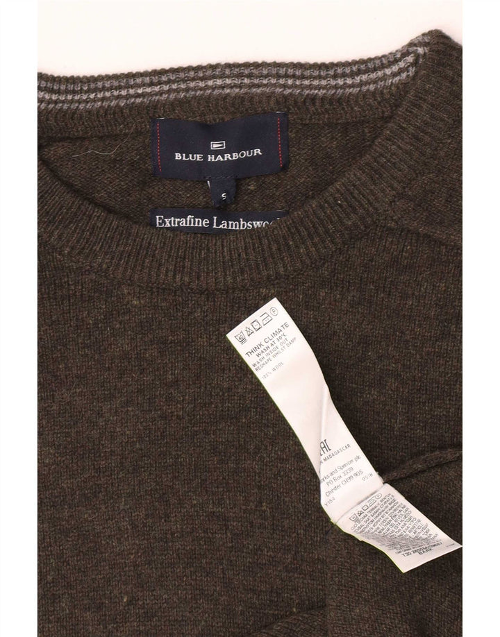 Marks & Spencer Herre sweater med rund hals, lille grøn flækket lammeuld