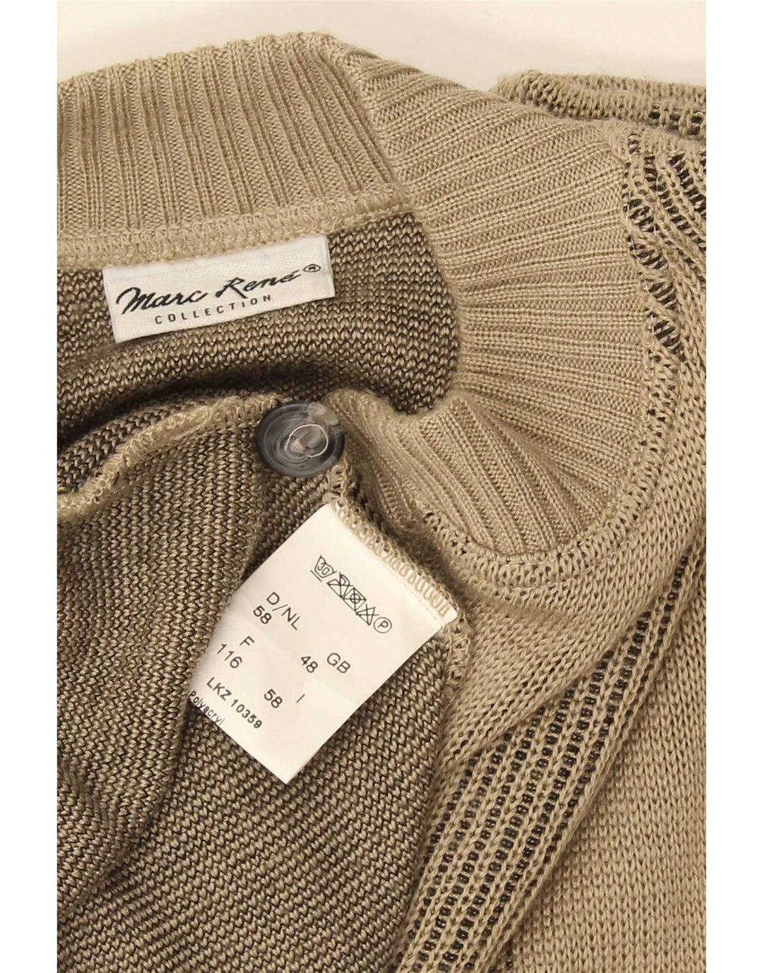 Marc Rene Herre Loose Fit Cardigan Sweater IT 48 Medium Beige Geometrisk
