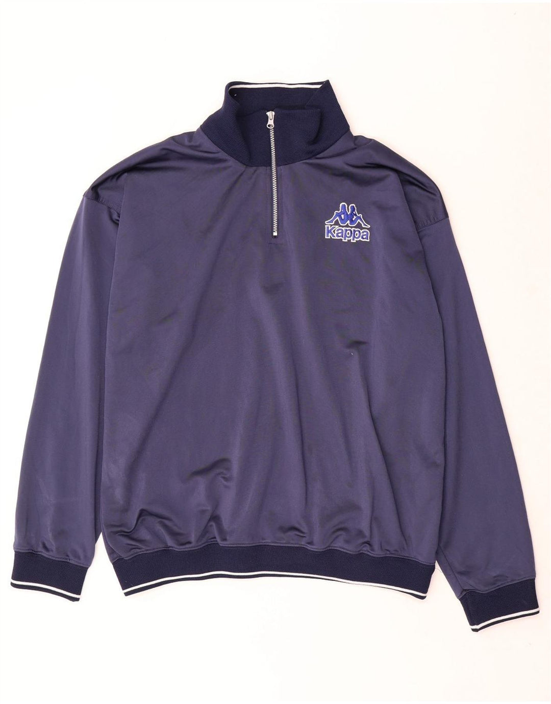 Kappa Herre Oversized Zip Neck Pullover Træningsdragt Top Large Navy Blue