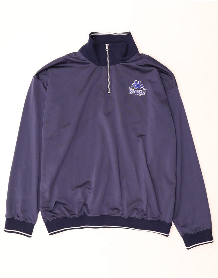 Kappa Herre Oversized Zip Neck Pullover Træningsdragt Top Large Navy Blue