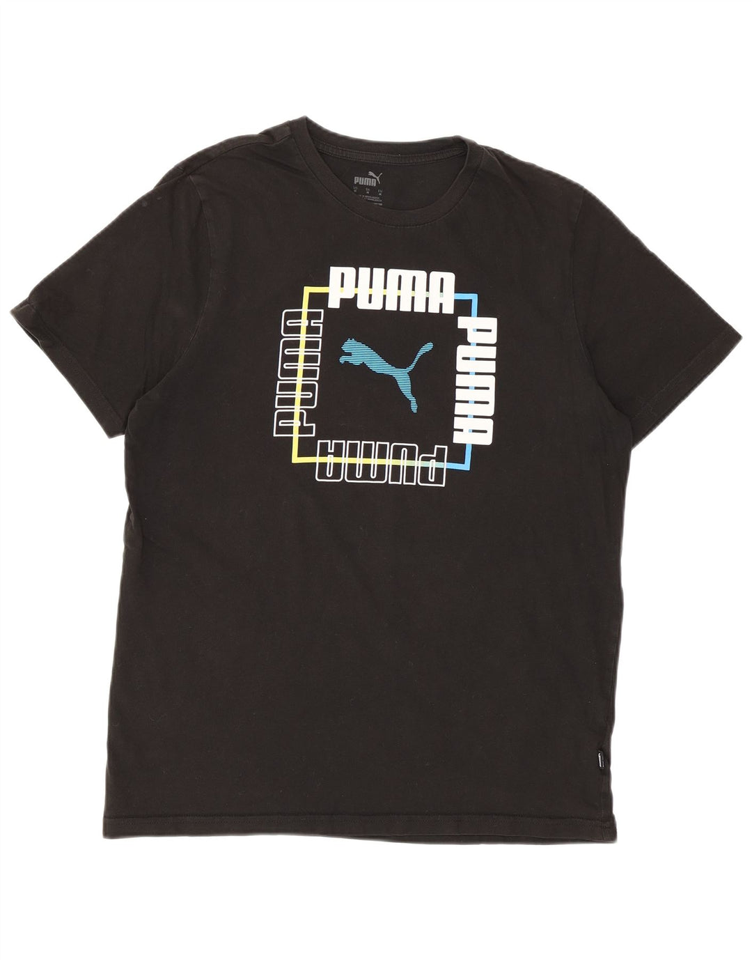 Puma Grafisk T-Shirt Top UK 14 Medium Sort Bomuld