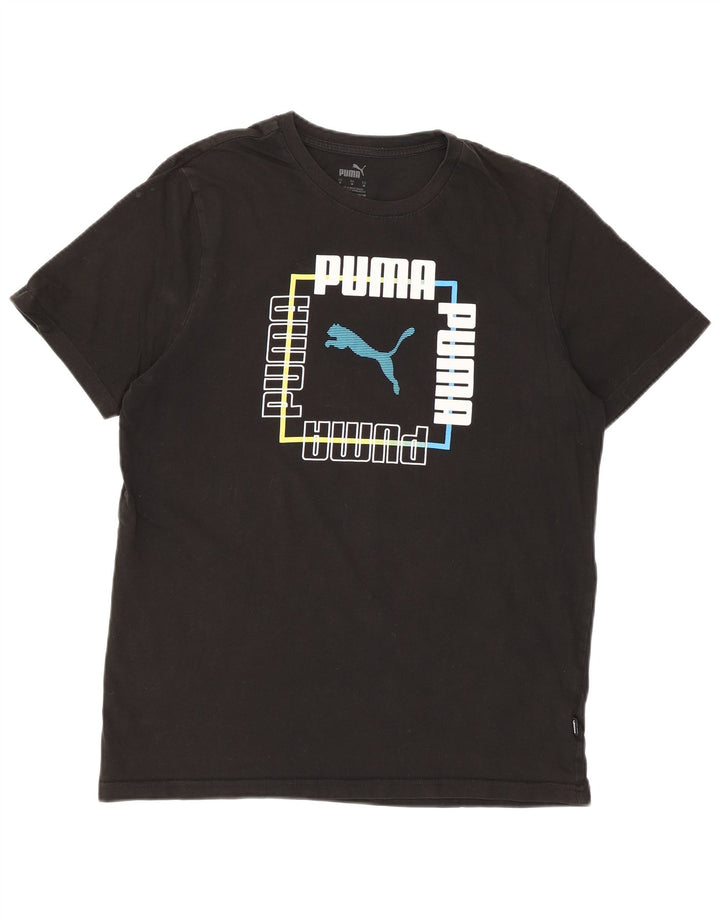 Puma Grafisk T-Shirt Top UK 14 Medium Sort Bomuld