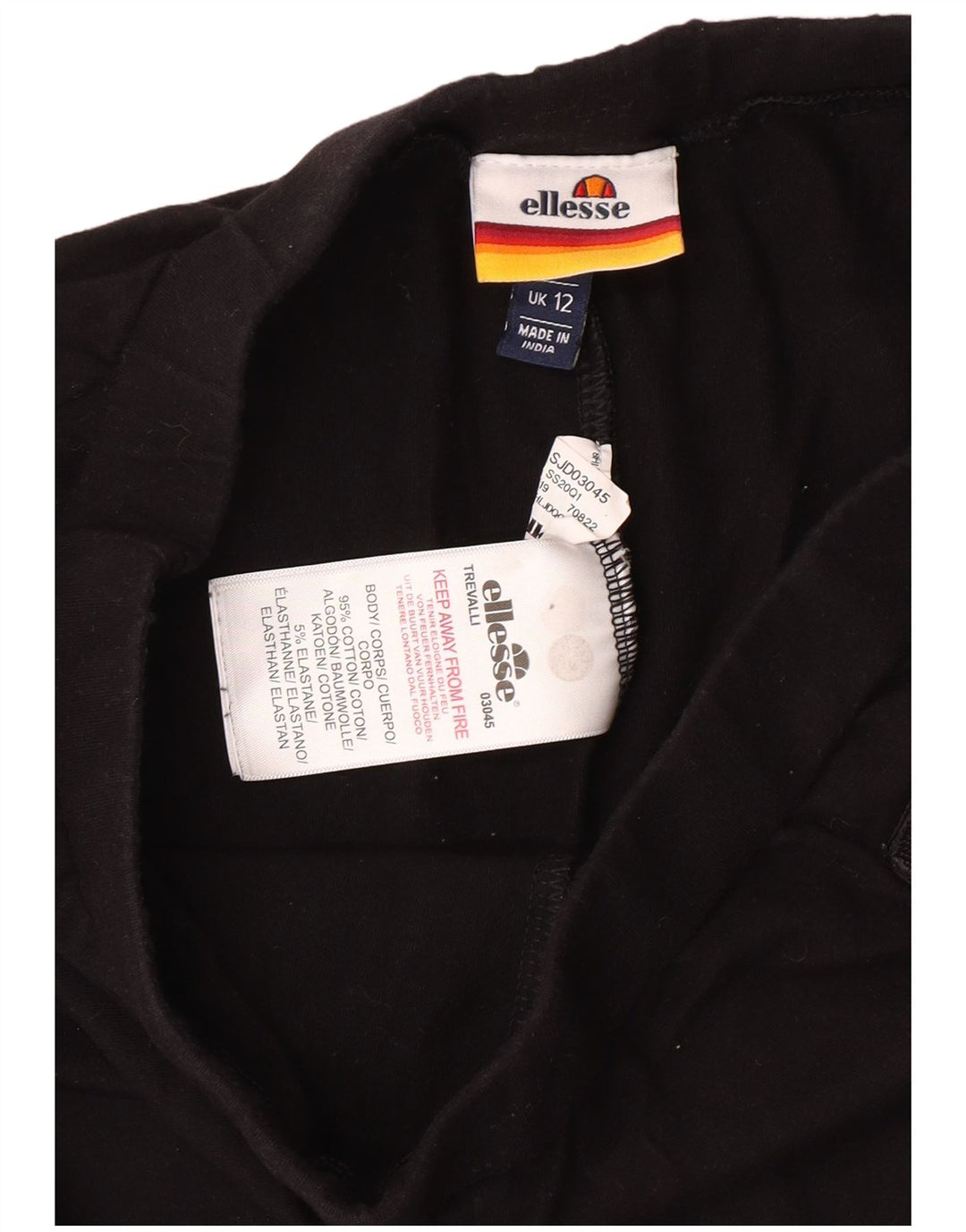 ELLESSE Grafiske Leggings til kvinder UK 12 Medium Sort Bomuld