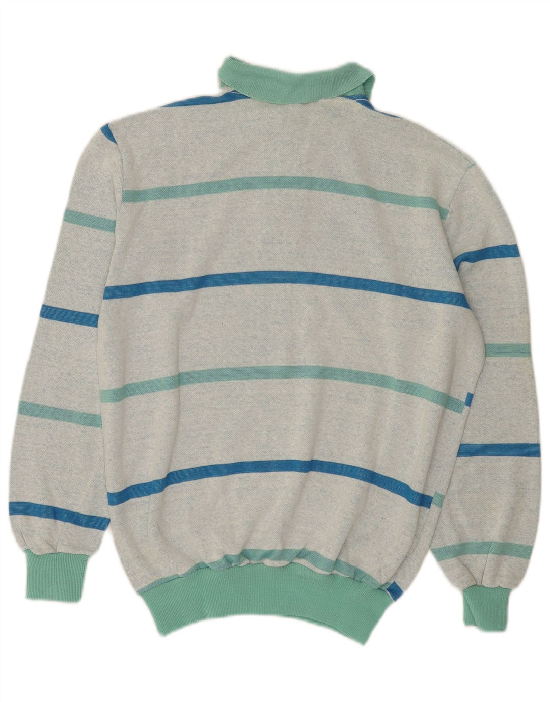 Vintage herre polo hals sweater mellemgrøn stribet
