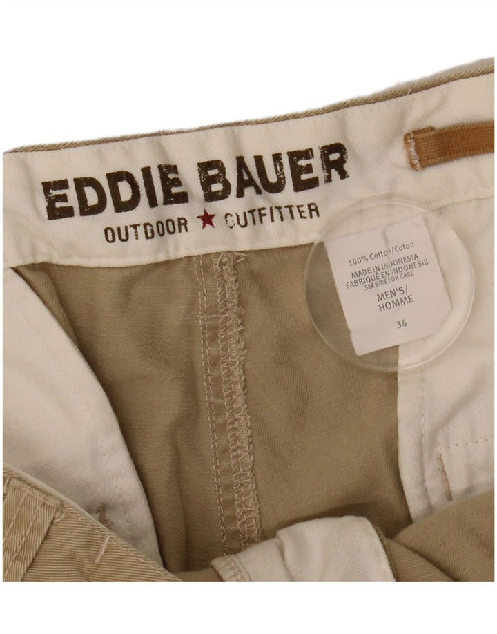 EDDIE BAUER Herre Pegged Chino Shorts W36 Stor Beige Bomuld