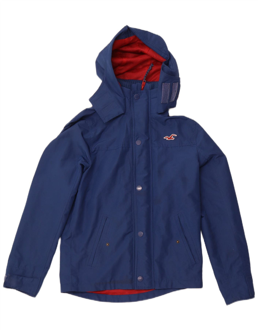 HOLLISTER Herre Hættevindjakke UK 36 Small Navy Blue Polyester