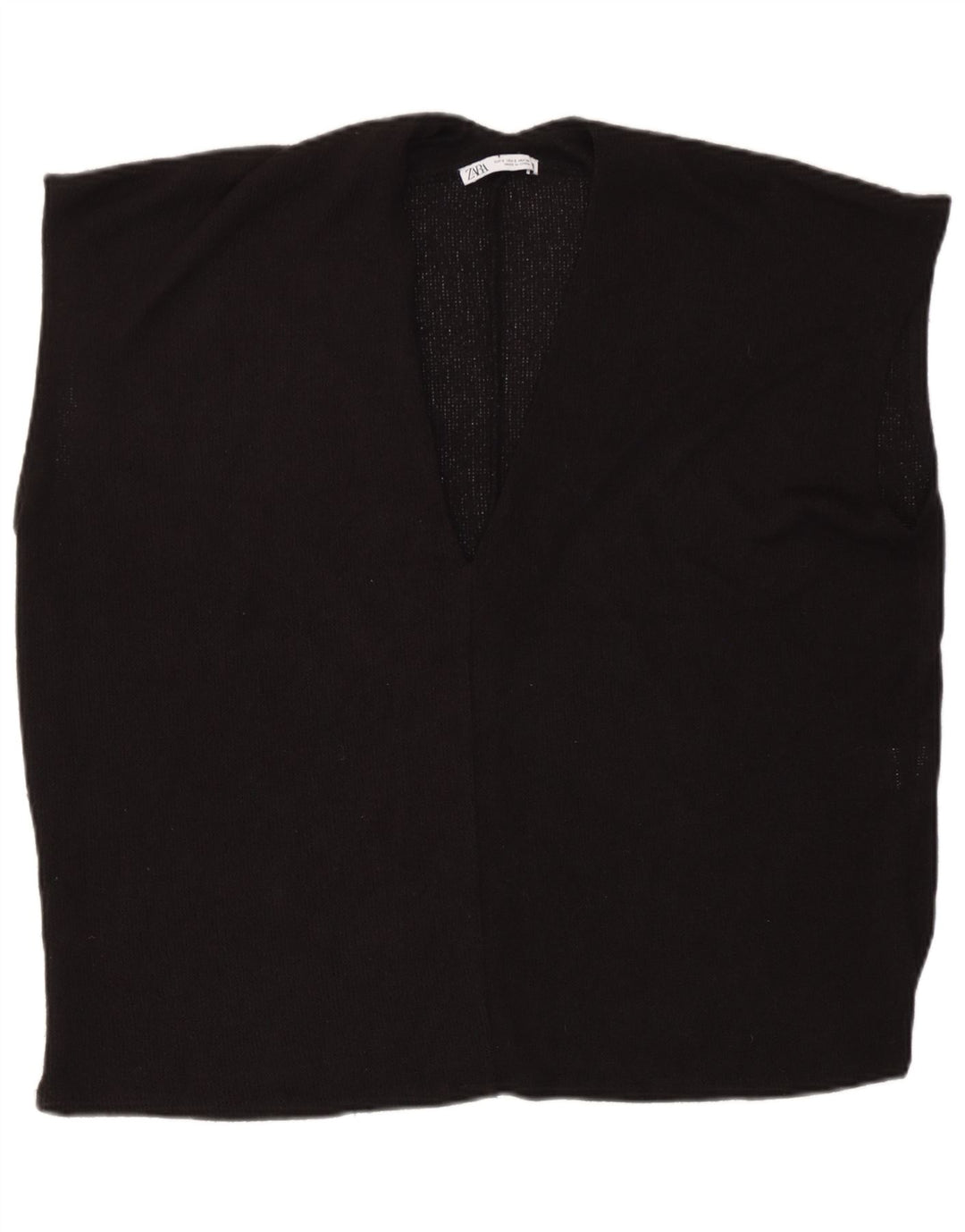 Zara Dame Oversized Vest Tank Top UK 10 Small Black Viscose