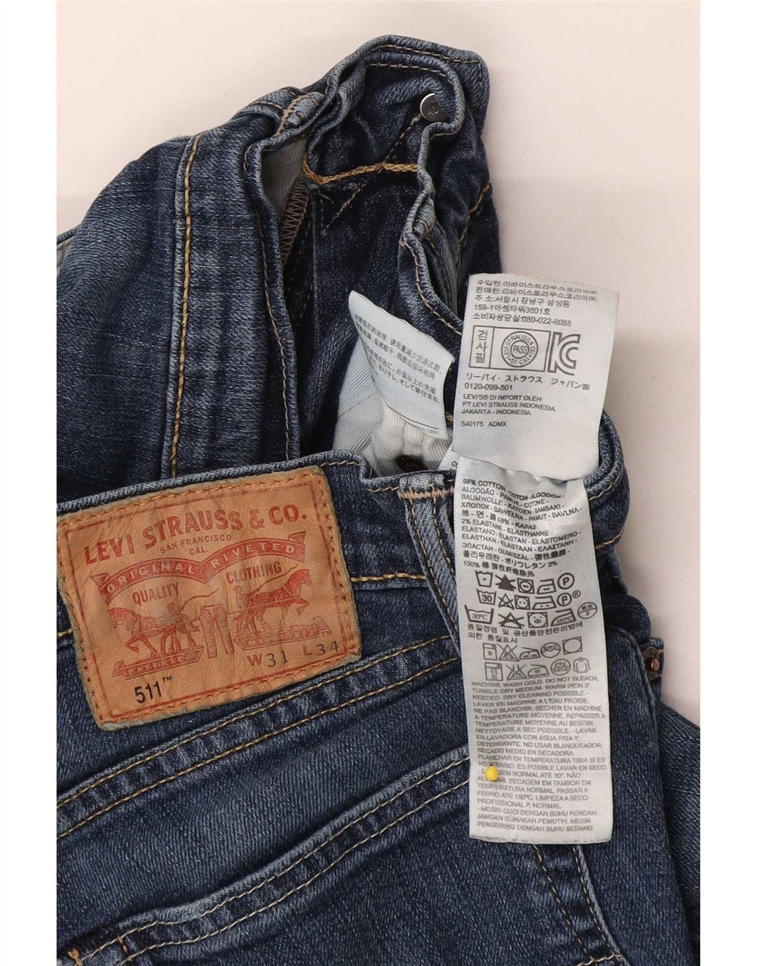 Levi's Herre 511 Slim Jeans W31 L34 Blå Bomuld