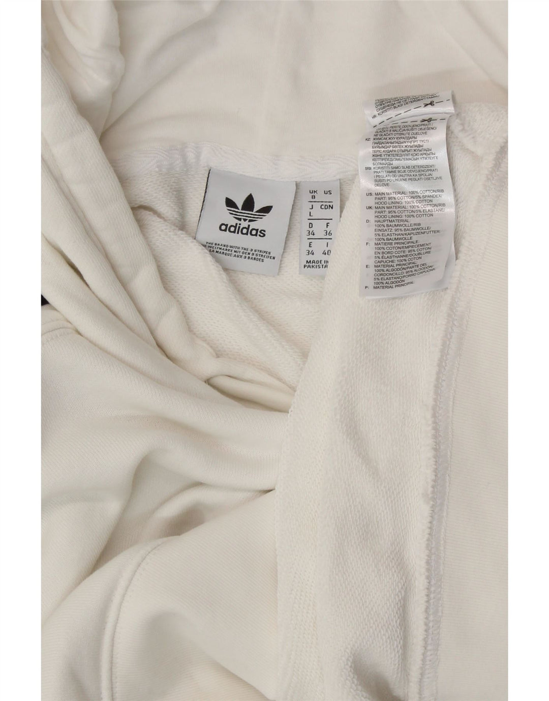 ADIDAS Dame Crop Oversized hættetrøje Jumper UK 8 Small White Bomuld