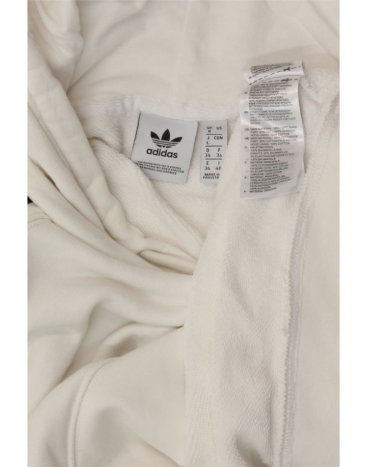ADIDAS Dame Crop Oversized hættetrøje Jumper UK 8 Small White Bomuld