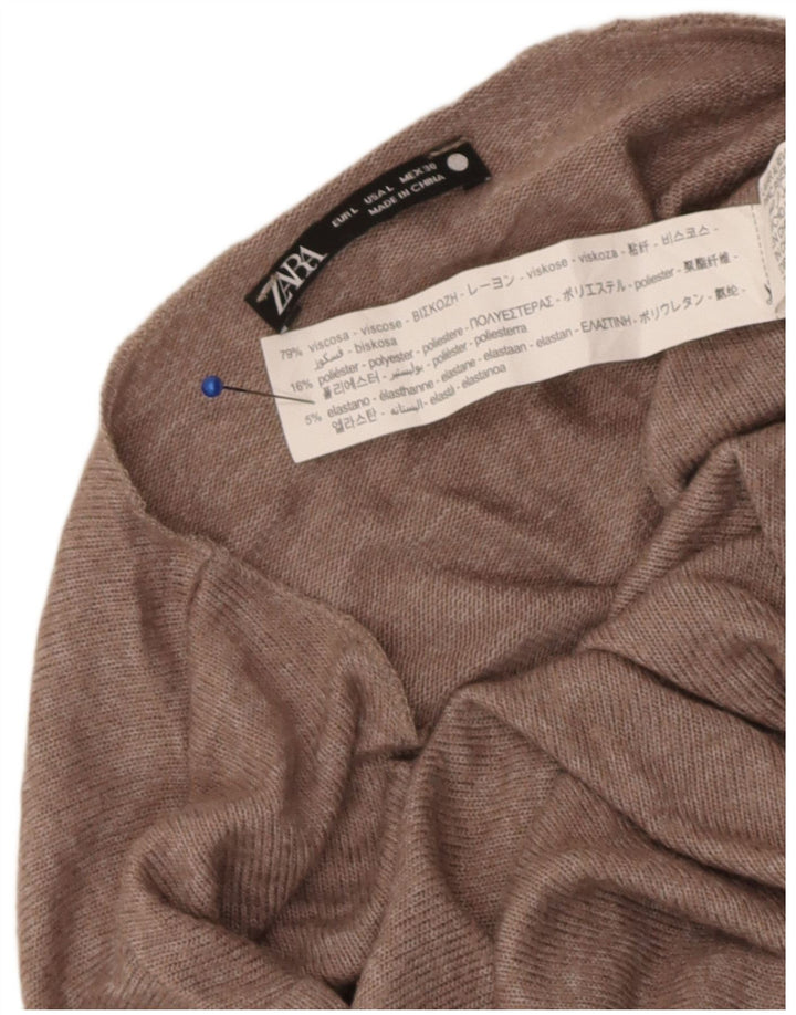 Zara Dame Bluse Top UK 14 Stor brun viskose