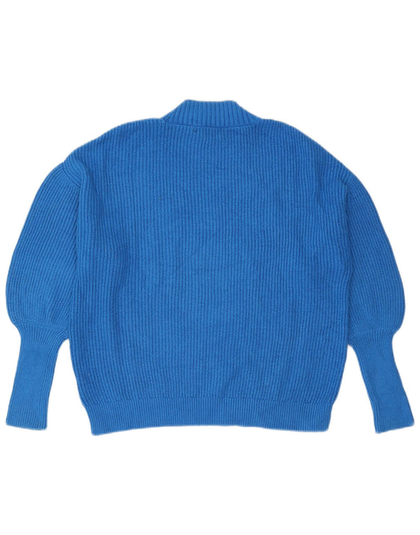 Marks & Spencer Dame Turtle Neck Jumper Sweater UK 16 Large Blue Viscose