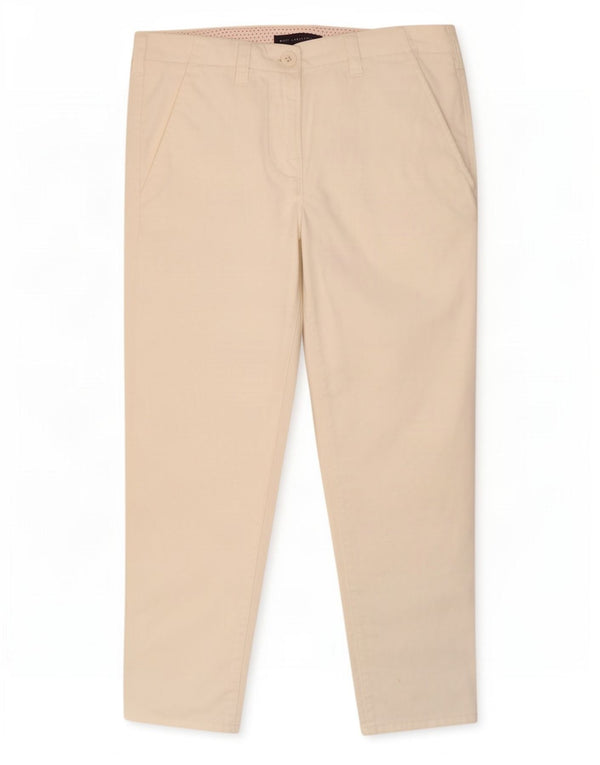 Marks & Spencer Dame Slim Cropped Trousers UK 8 Small W30 L24 Off White