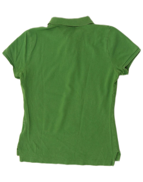 Ralph Lauren Womens Skinny Polo Shirt UK 12 Medium Green Cotton
