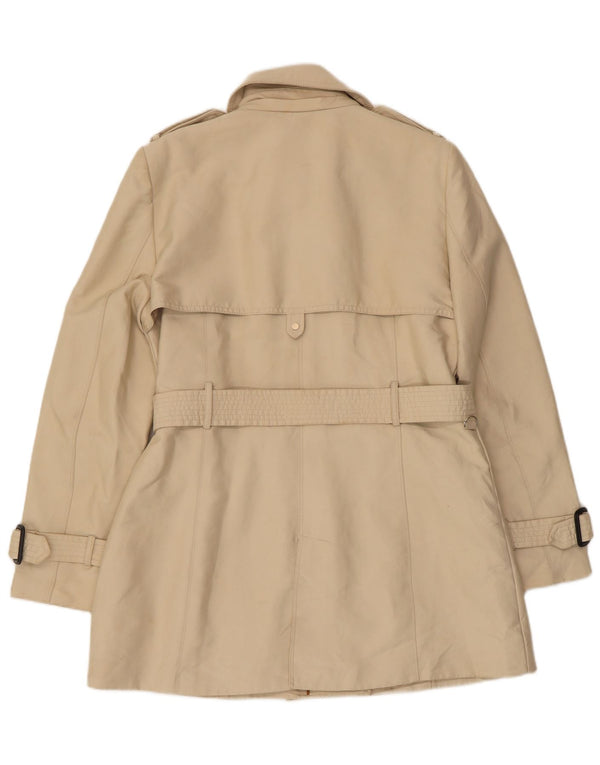 Zara Womens Double Breasted Trench Coat UK 18 XL Beige Polyester