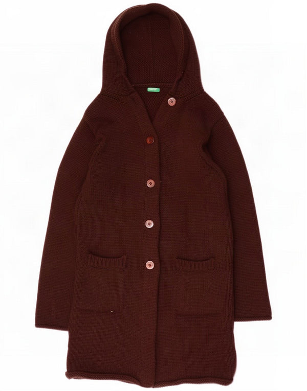 Benetton Womens Oversized hættetrøje cardigan UK 10 Small Brown