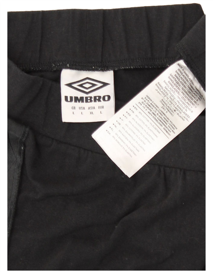 Umbro Womens Leggings UK 14 Large Black Colourblock Bomuld
