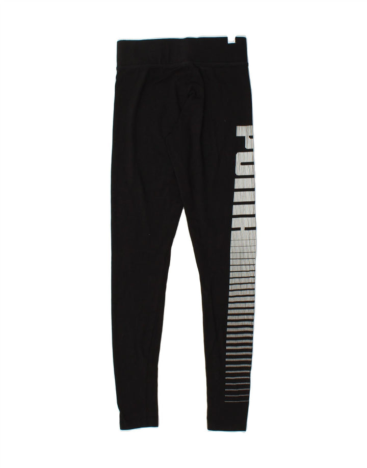 PUMA Womens Graphic Leggings UK 8 Small Black Cotton Vintage Puma and Second-Hand Puma from Messina Hembry 
