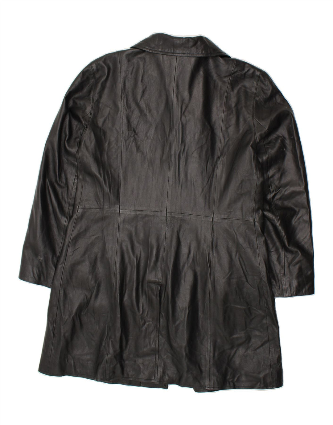 VINTAGE Womens Leather Coat IT 44 Medium Black Leather Vintage Vintage and Second-Hand Vintage from Messina Hembry 
