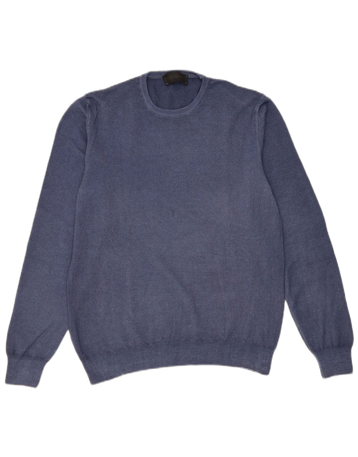 Les Copains Herre Crew Neck Jumper Sweater IT 50 Mellem marineblå uld