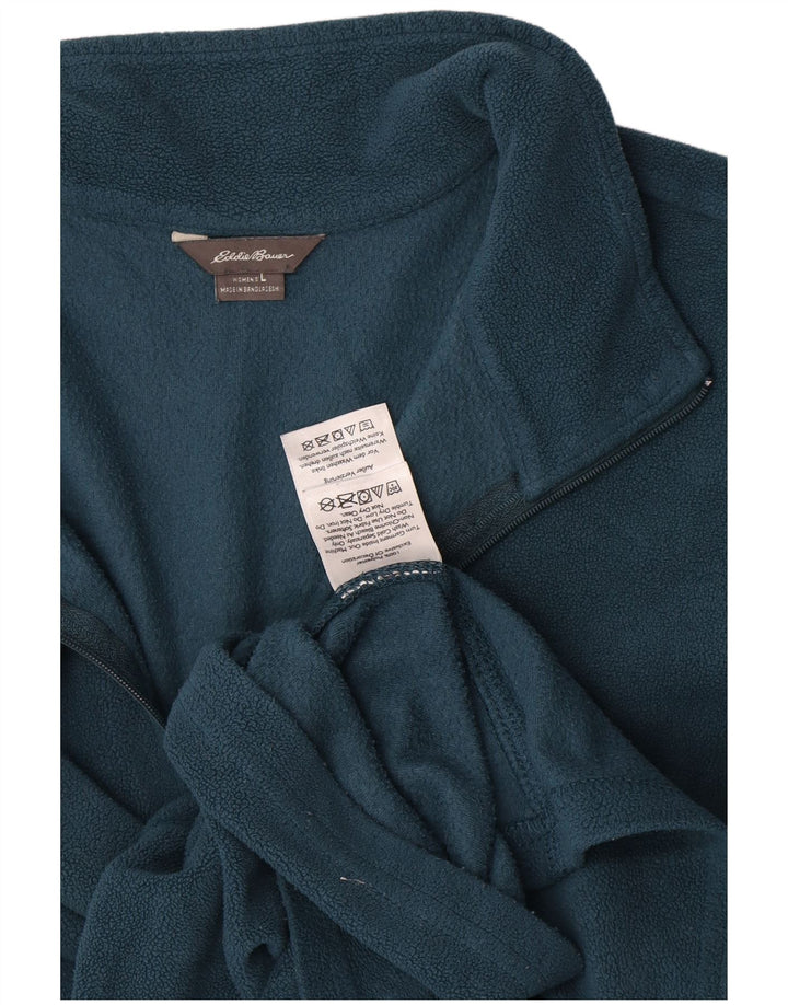 Eddie Bauer Dame lynlås-hals Fleece Jumper UK 16 Large Blue Polyester