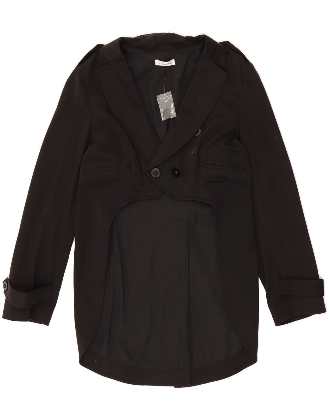 VINTAGE Womens Double Breasted Blazer Jacket UK 16 Large  Black Cotton Vintage Vintage and Second-Hand Vintage from Messina Hembry 