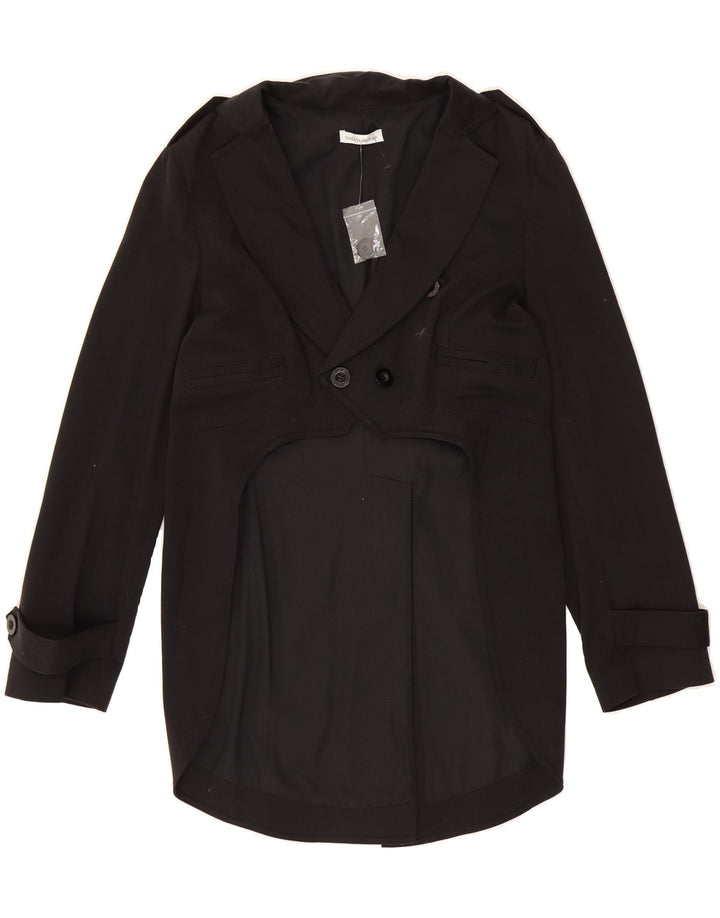 VINTAGE Womens Double Breasted Blazer Jacket UK 16 Large  Black Cotton Vintage Vintage and Second-Hand Vintage from Messina Hembry 