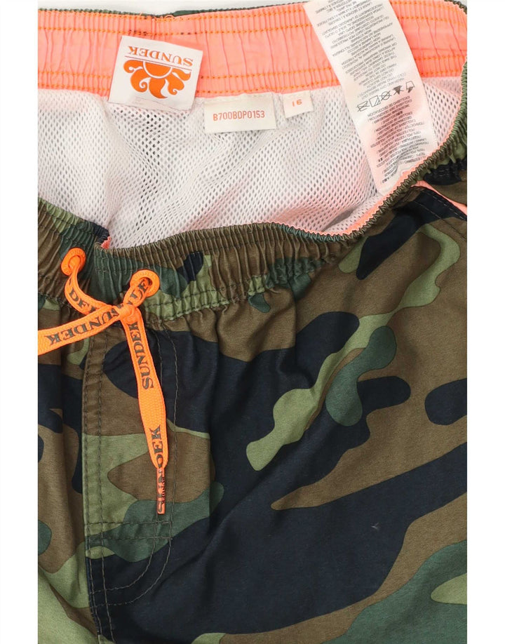 Sundek Boys Badeshorts 15-16 År Khaki Camouflage Polyester