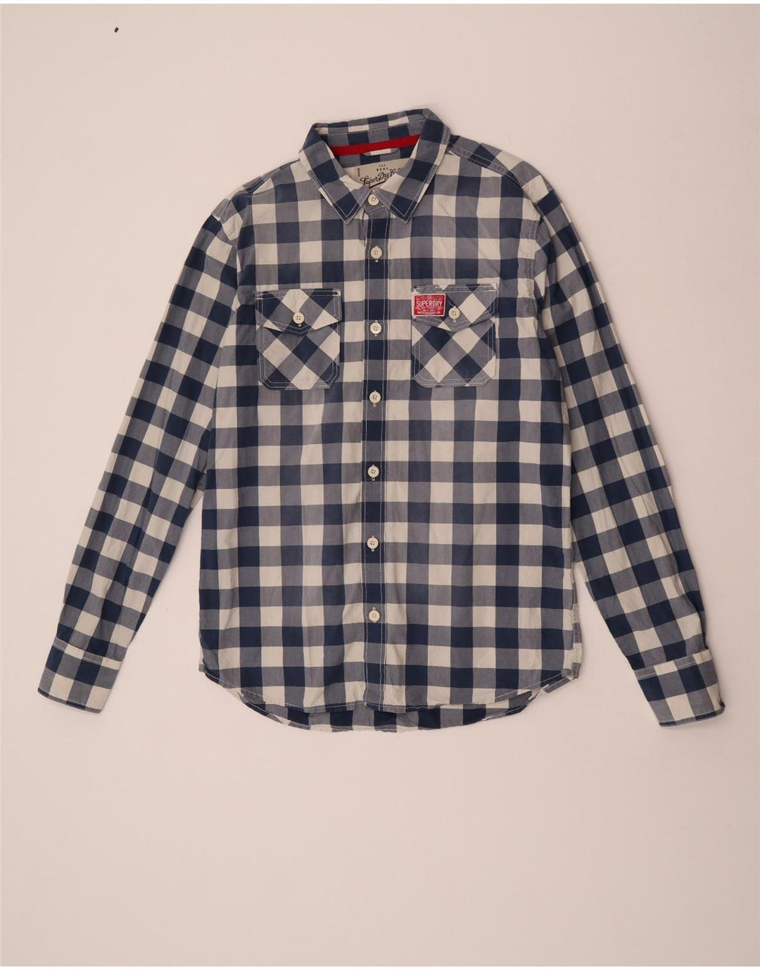 Superdry herreskjorte 2XL blå Gingham bomuld