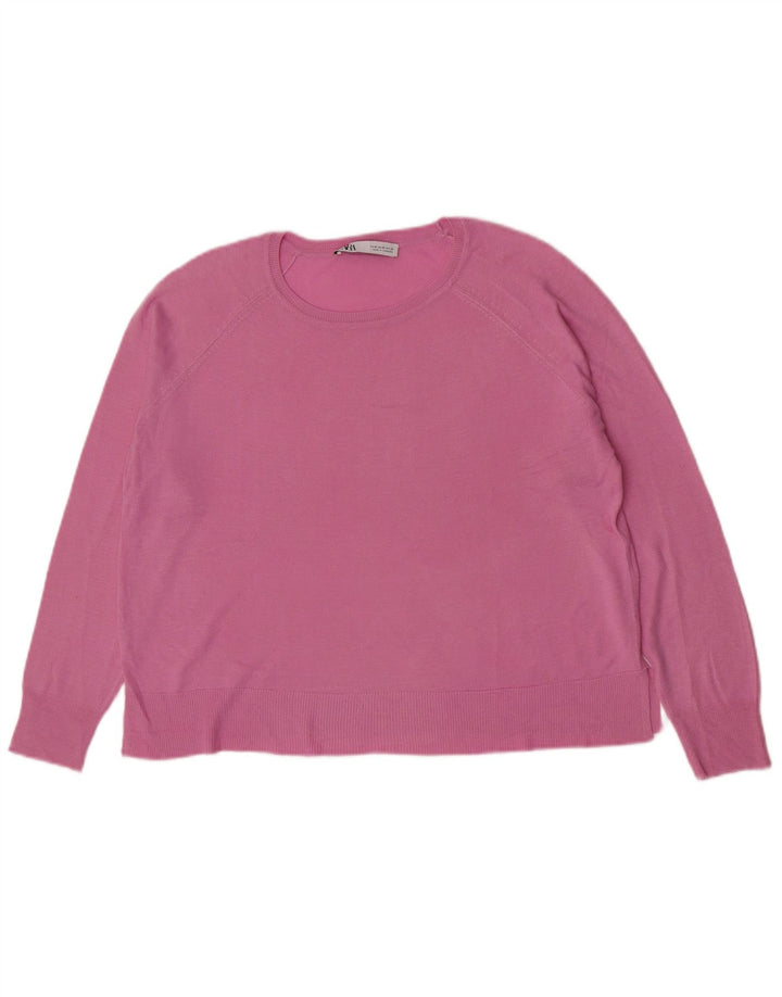 Zara Dame Boat Neck Jumper Sweater UK 14 Medium Pink