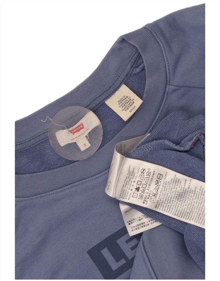 Levi's Dame Grafisk Oversized Sweatshirt Jumper UK 10 Lille Blå Bomuld