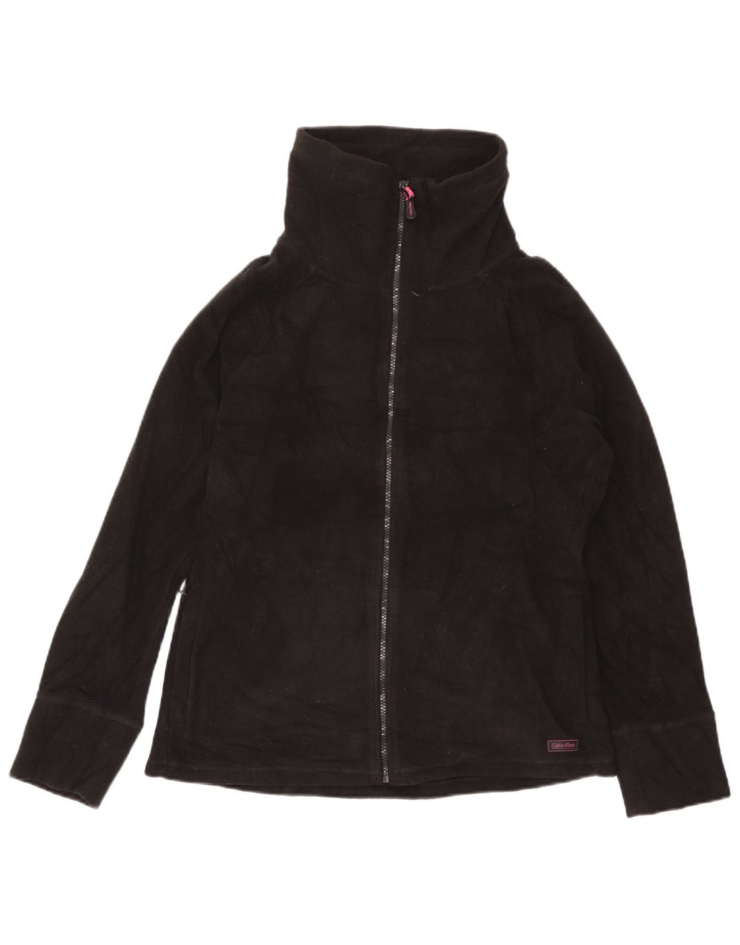 Calvin Klein Dame Grafisk Fleecejakke UK 16 Stor Sort Polyester