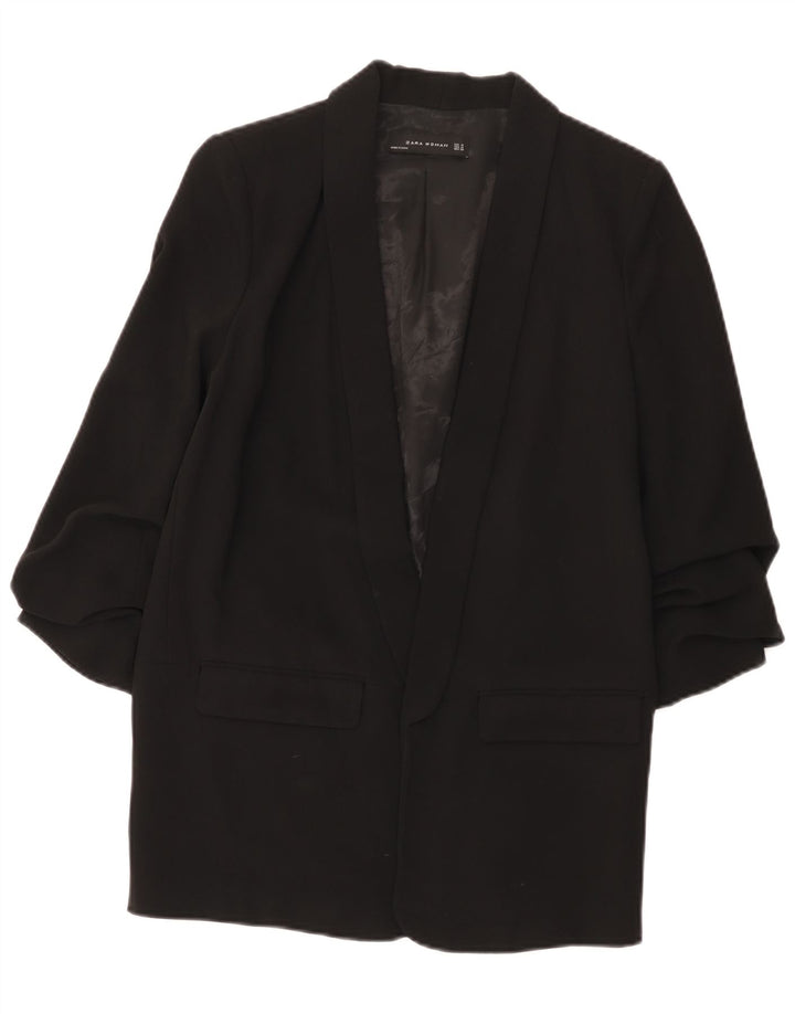 Zara Dame 3/4 ærmet åben blazerjakke UK 14 Medium Sort