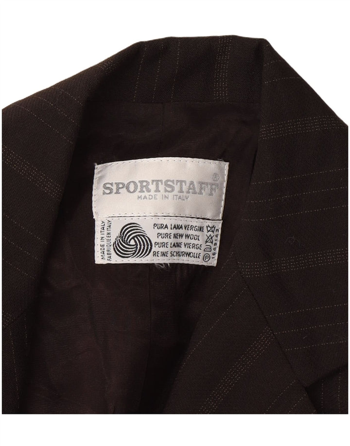 Sportstaff Dame Longline 1 Knap Blazer Jacket UK 10 Lille Brun Stribet