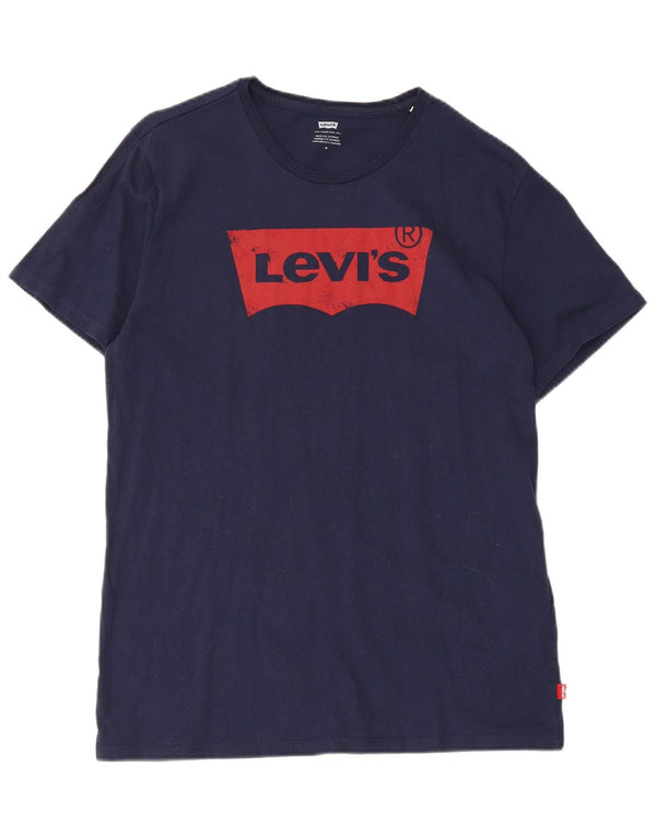 Levi's Herre grafisk T-shirt Top Medium Navyblå Bomuld