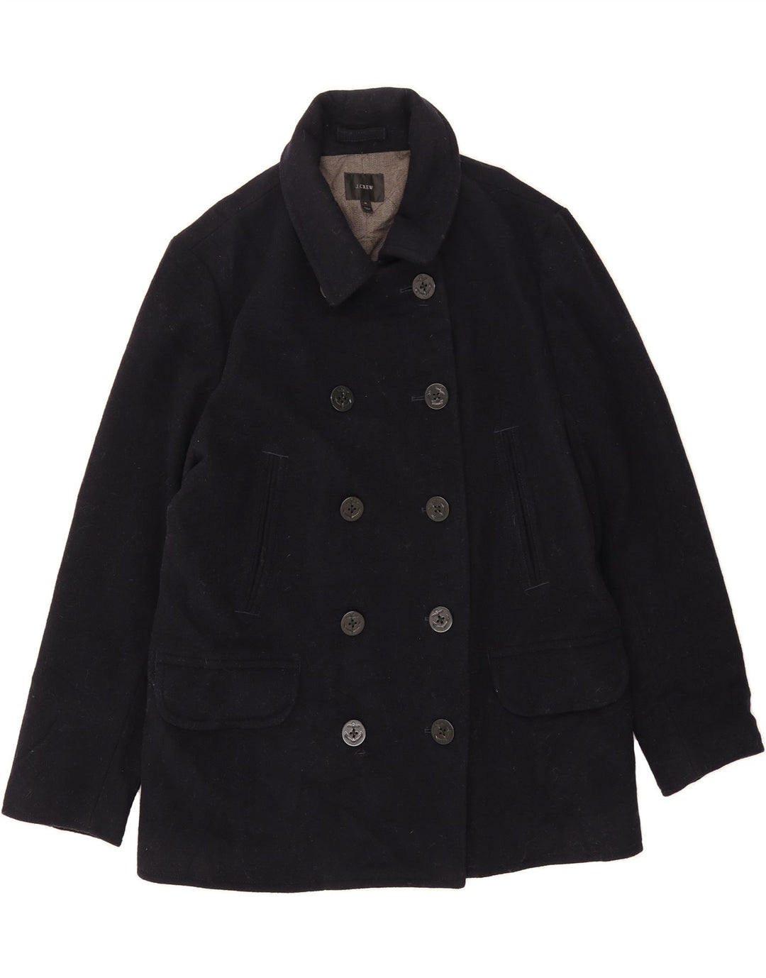 J. CREW Herre Pea Coat UK 42 XL Marineblå Uld