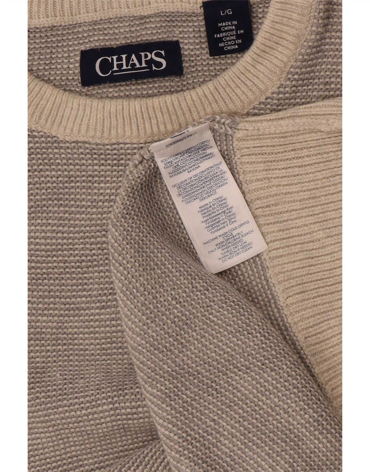 Chaps Herre Crew Neck Jumper Sweater Stor Grå Bomuld
