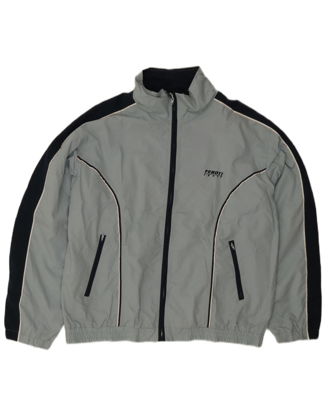 Feroti Herre Windbreaker Jacket UK 42 XL Blå Colourblock Polyester